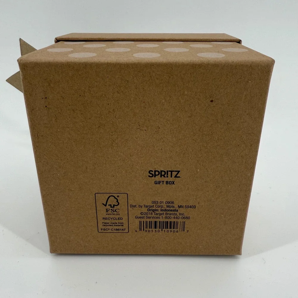 Spritz Kraft Paper Gift Box Lot Of 24 White Polka Dot Ribbon‎ Tag 4.25
